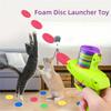 Foam Disc Launcher Cat Toy 15Pcs Colorful Flying Discs 1Pc Gun Launcher Cat Interactive Toys for Indoor Outdoor Training Chasing