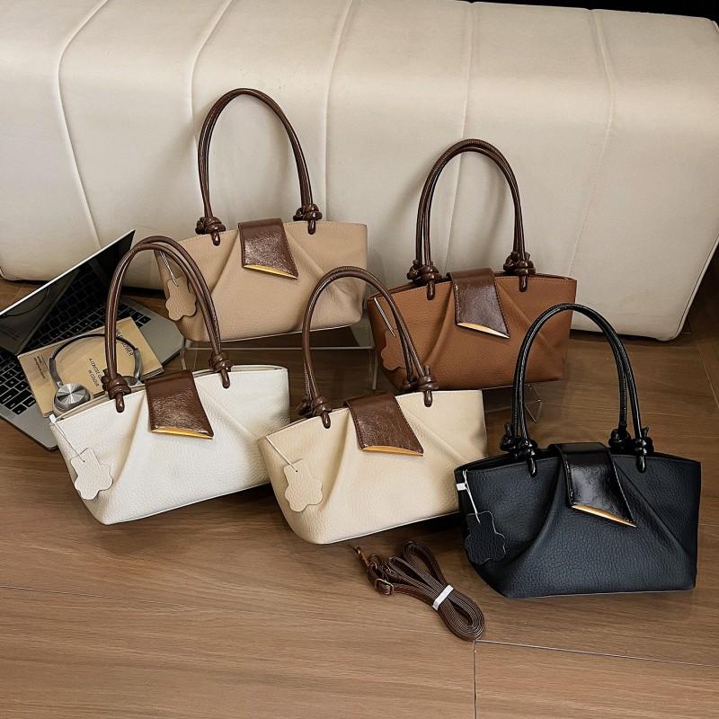 Stylish Korean Chic PU Tote Bag Women Soft Medium Size Crossbody Shoulder With Zip Interior Pockets