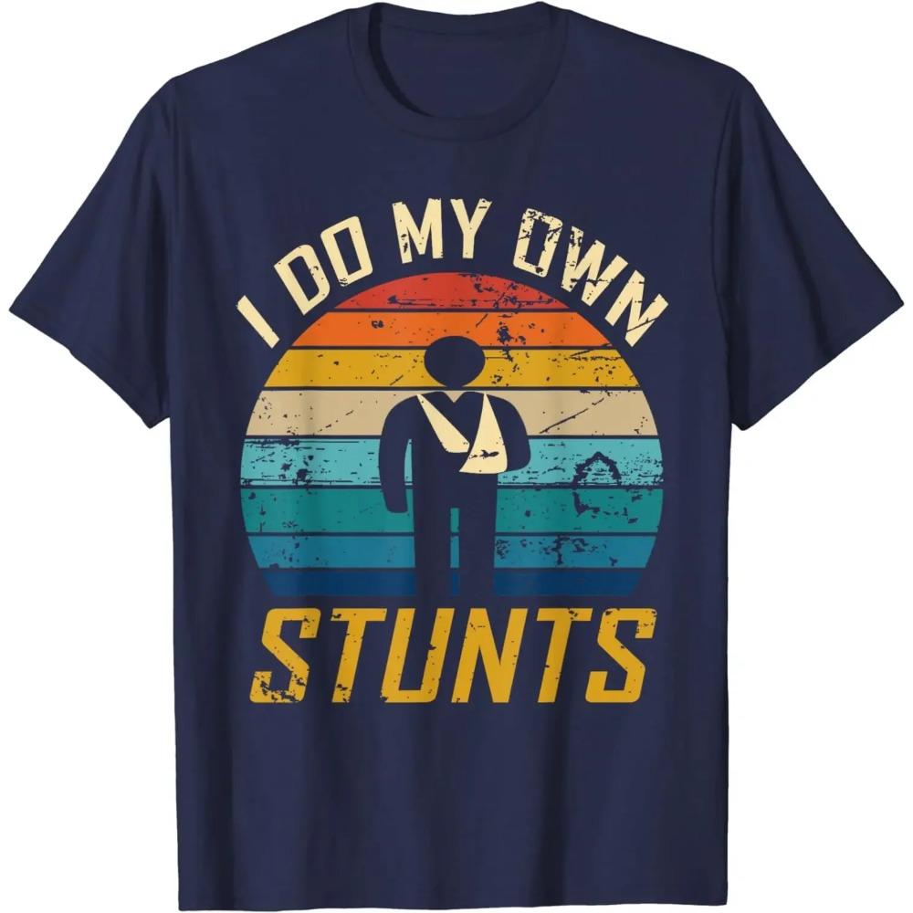 

I Do All My Own Stunts Funny Broken Bones Adult and Youth T-Shirt XXXXXL темно-синий