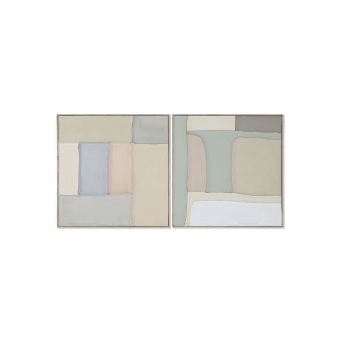 Tableau abstrait urbain - Home ESPRIT - Multicolore - 92x3,8x92 cm - Rectangulaire - Paysage - 2 unités