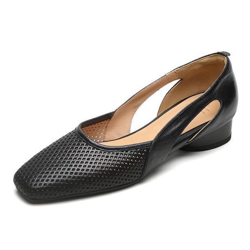 Fashion Designer Mesh Mid Heels Sandals Women's Square Toe Heeled Shoes 2025 Summer Fad Shallow Chunky Pumps Elegant Dress Mujer Zapatos