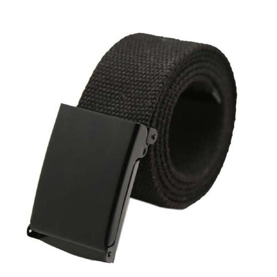Unisex Casual Solid Color Webbing Canvas Waist Belt Automatic Buckle Waistband