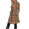 Women's Fashion Casual Long SleeveTunic Dress With Pockets Side Button Dress