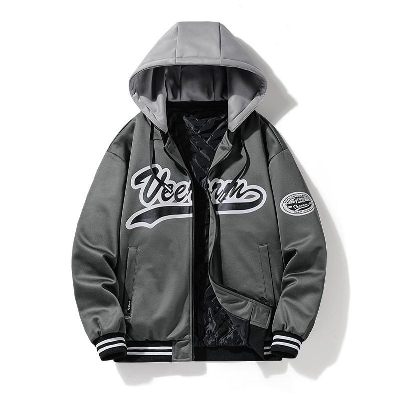 Coat Men's Hoodie Loose Plus Size Cotton New Fall/winter Baseball Collar Hooded Jacket Men