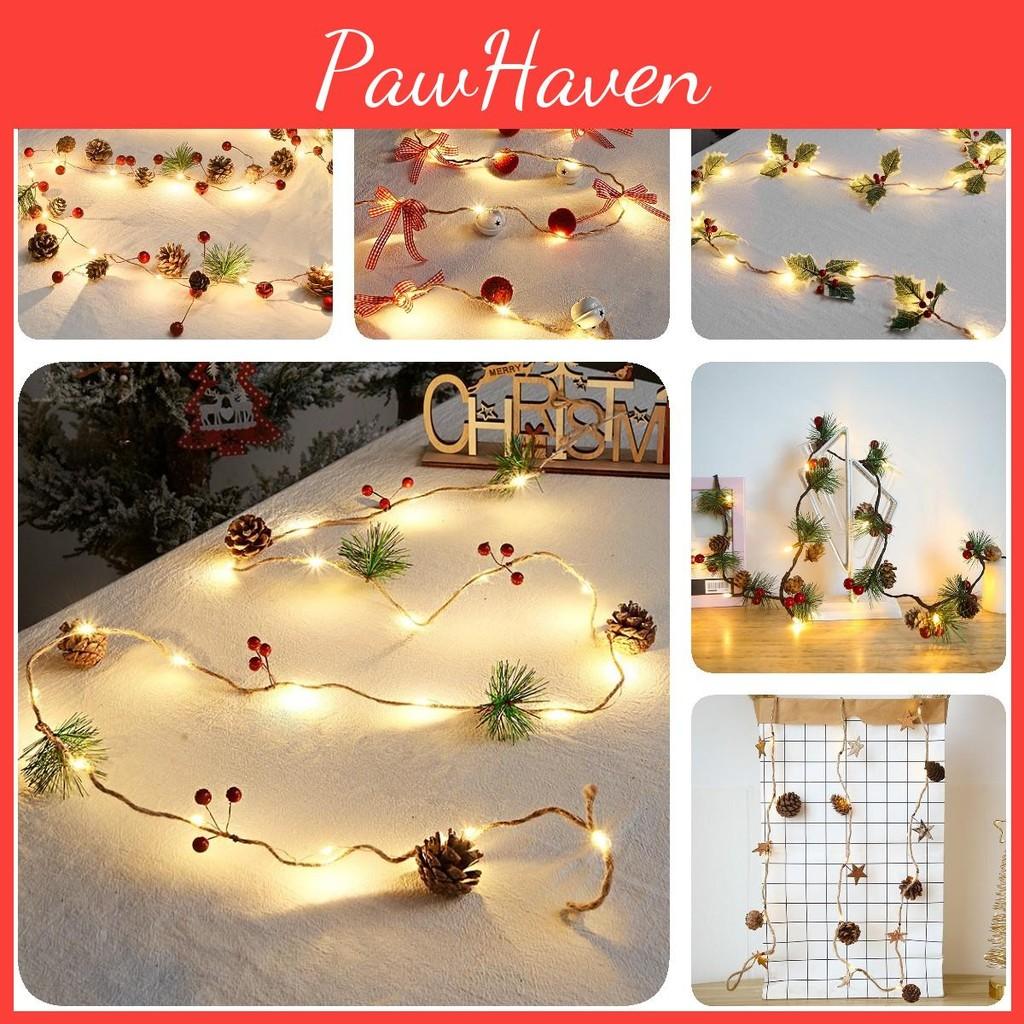 2m Pine Christmas Cone Led String Light Battery Xmas Tree Garland Decors Lamp