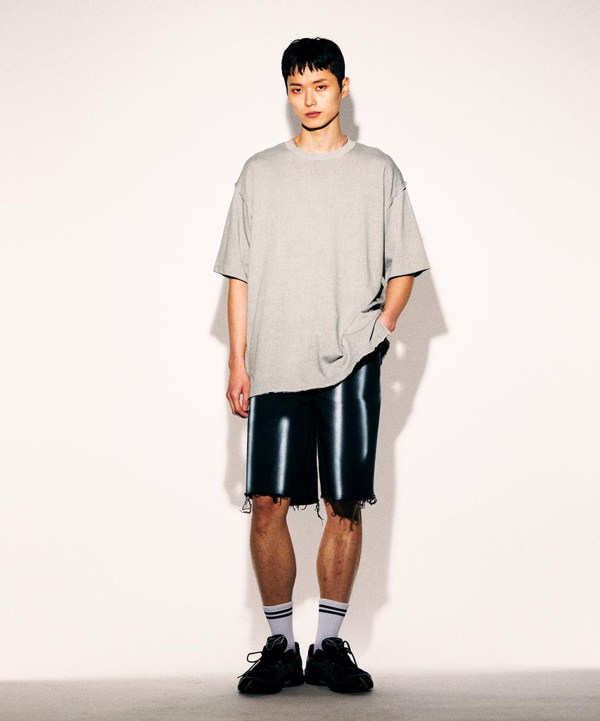 TONSIL Pigment Cutoff Short Sleeve T-Shirt Light Gray