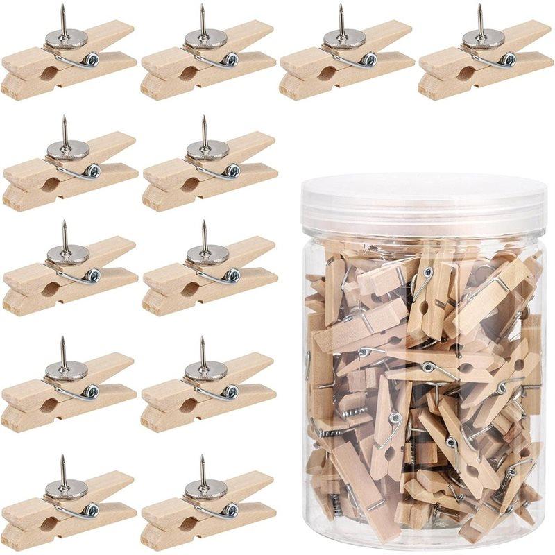 A25F-2Sets/100Pcs Mini Wooden Clips, Made Of Natural Wood