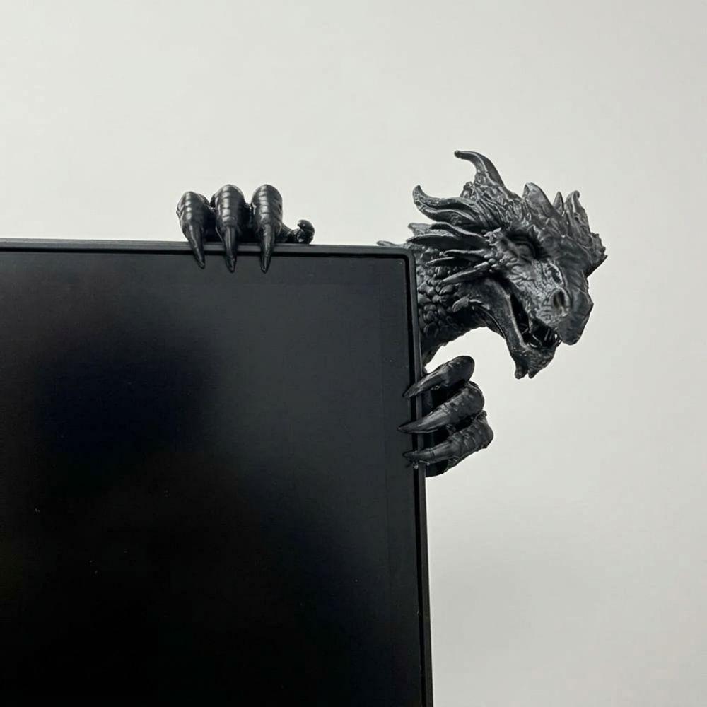 Simulated Scales Dragon Gamer Desk Statue 3D Printed Screen Side Dragon Figurine Study Room