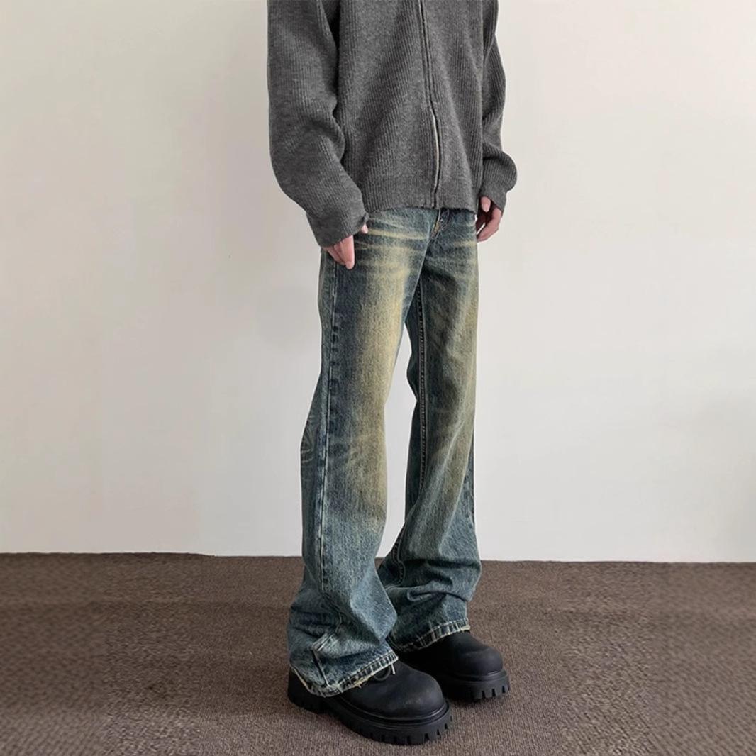 

Men s Retro Washed Distressed Bootcut Jeans Straight Leg Slim Fit M (80-100 jin)
