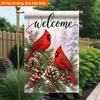 2D Flat - 2D Flat Printing Garden Flag 1pc, Winter Cardinals In Snow Durable Single-Sided Print Yard Flag, Garden & Home Holiday Decoration, 29.97X44.