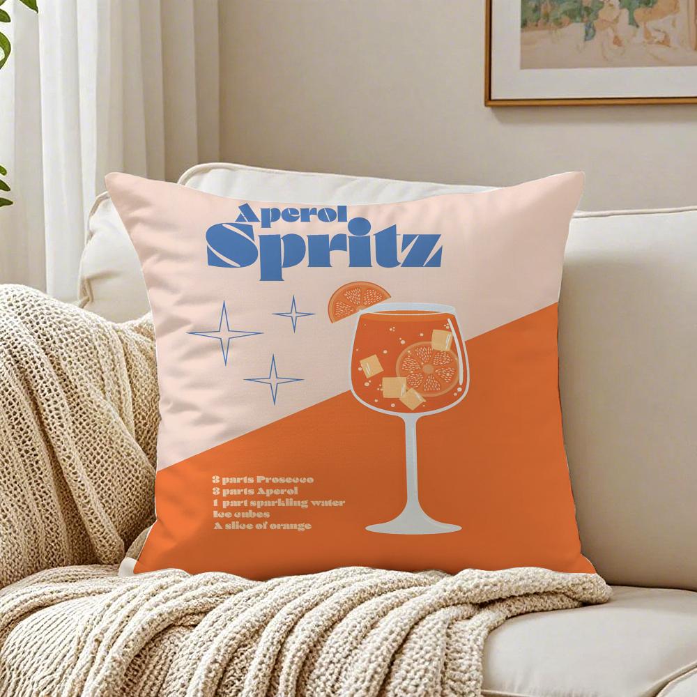Klasyczna poszewka na poduszkę Aperol Spritz z organicznego krótkiego pluszu, oddychająca, zmywalna, odporna na zagniecenia