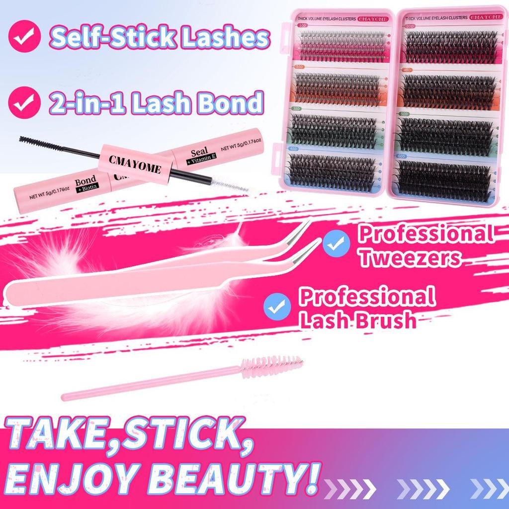 640-Cluster D-Curl False Eyelashes Set - DIY Segmented and Dense Lashes