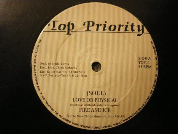 

12inch Record FIRE ICE Soul Love Or Physical TOP4 Top Priority UK Reggae Ska Dub Used