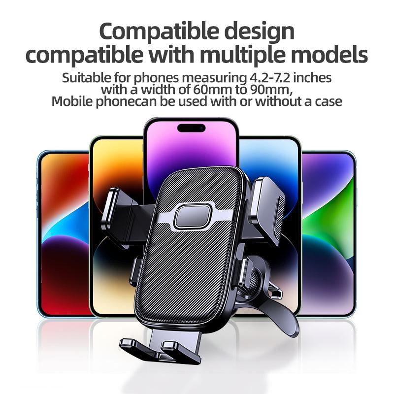 Universal Car Phone Holder with Air Vent, Gravity, and Suction Cup Mounting Options