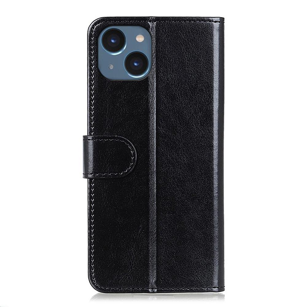 For iPhone 15 Plus Wallet Phone Cover Crazy Horse Texture Flip Wallet Case PU Leather Stand Phone Shell