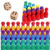 Toyvian Wooden Board Game Pieces, Pawns, Humanoid, 50 Pieces [Includes 2 Dice], for Board Games, Chess, Tokens, Meeple, 25mm, Replacement, Refill, Col