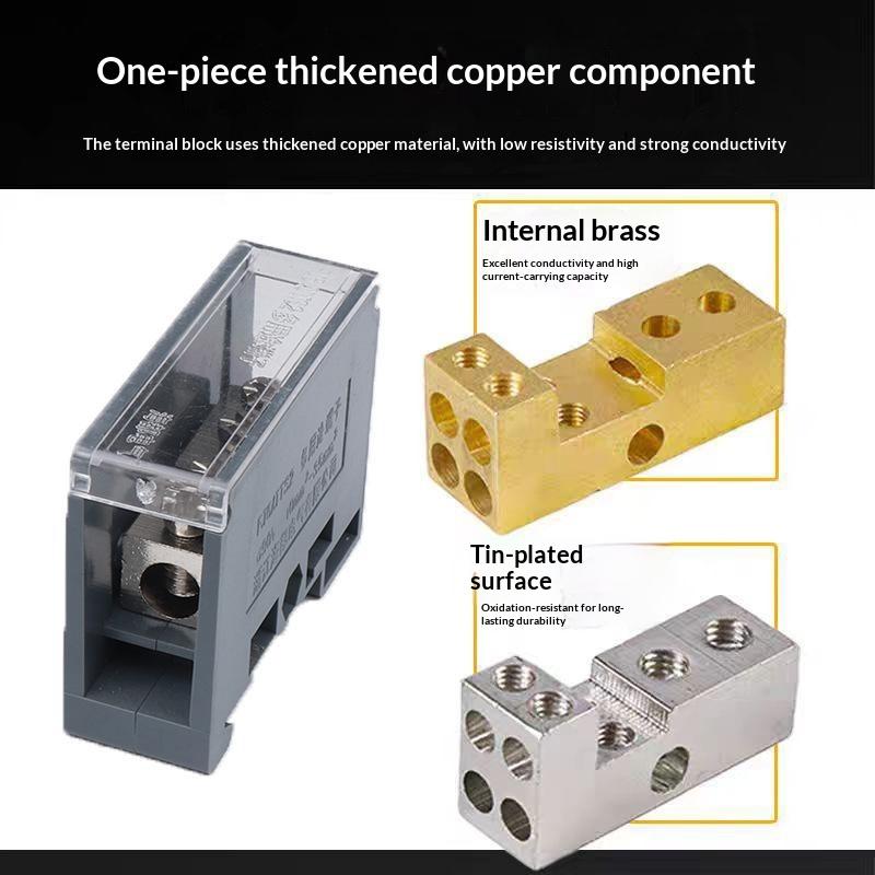 One In Multiple Out Din Rail Terminal Block 150A Universal Distribution Box Wire Connector Abs/Copper Power Junction Box