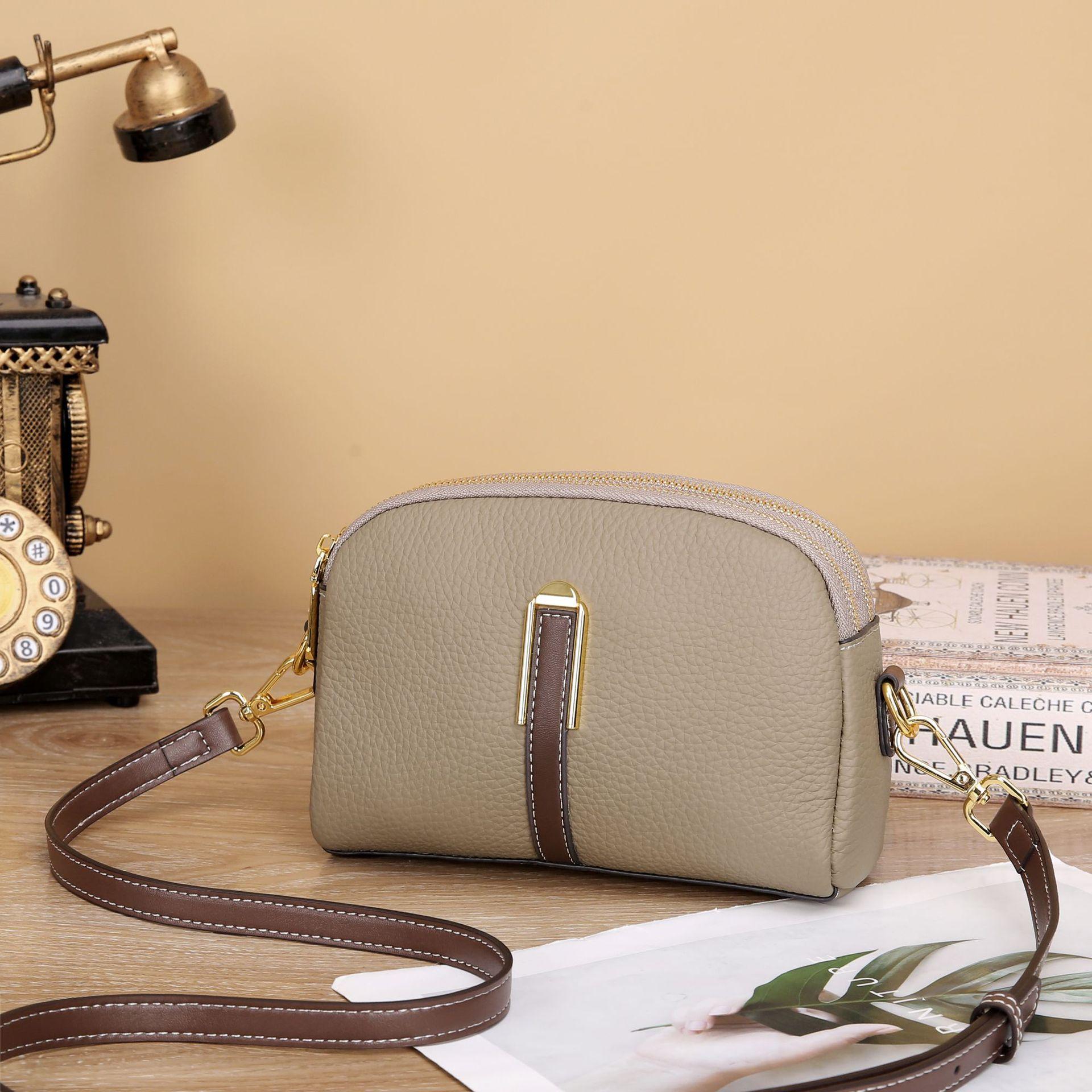 

Повседневная женская сумка из коровьей кожи, сумка-мессенджер для мелочей через плечо, женская сумочка, сумка-ракушка с несколькими отделениями, сумка для мобильного телефона. хаки