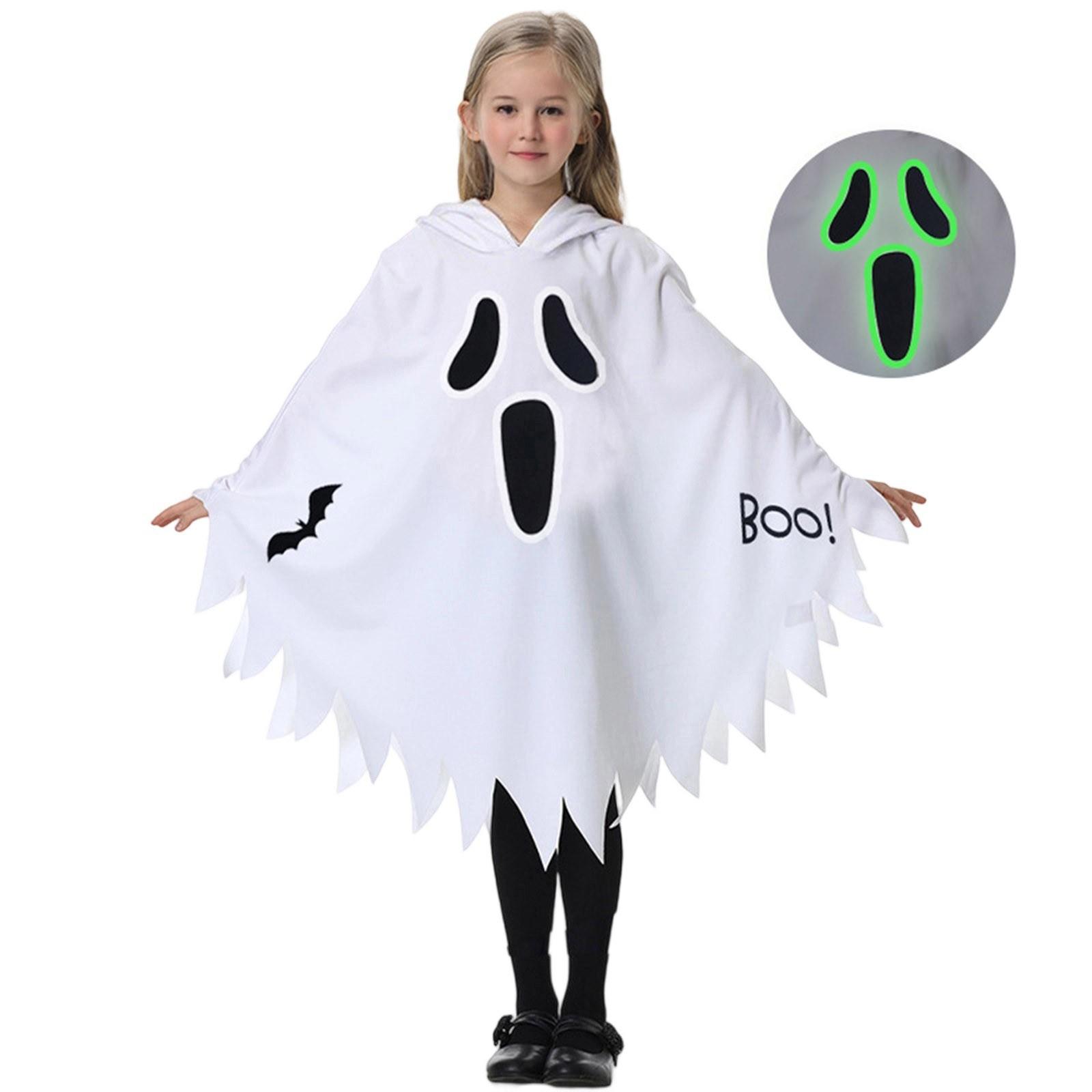 

Платье для вечеринки на Хэллоуин, детский плащ, светящаяся шаль, плащ с принтом Хэллоуина One Size белый