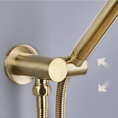 Brass Hand Shower Holder Bathroom Adjustable Bracket Seat Round Square With or Without Outlet Hose Connector Brushed Gold