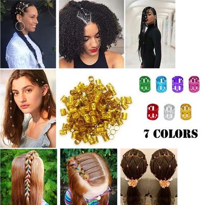 100 Peças Anéis de Tubo Metálico para Tranças Contas de Cabelo para Dreadlocks Punho Ajustável para Trança de Cabelo