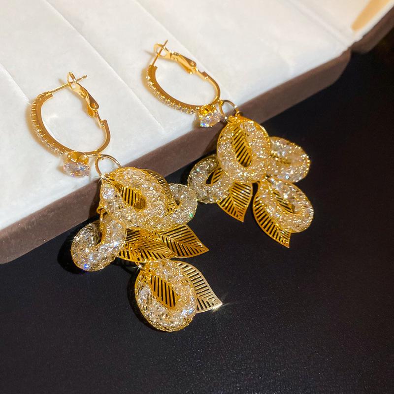 Silver Needle Zircon Geometric Tassel Earrings: Luxurious High-End Fashion Earrings for Women