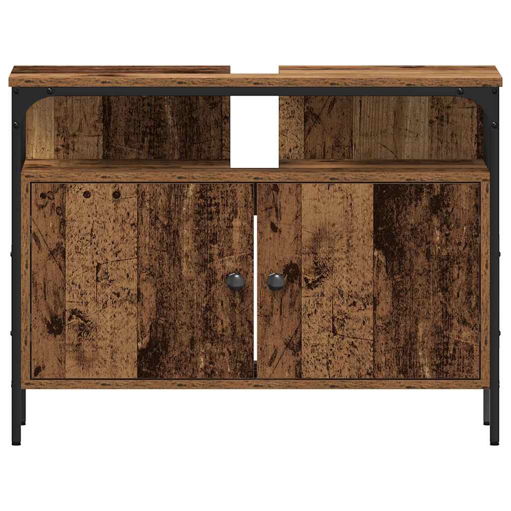 Bathroom Furniture Set with Shelf 4 Pcs Reclaimed Wood Effect Particleboard