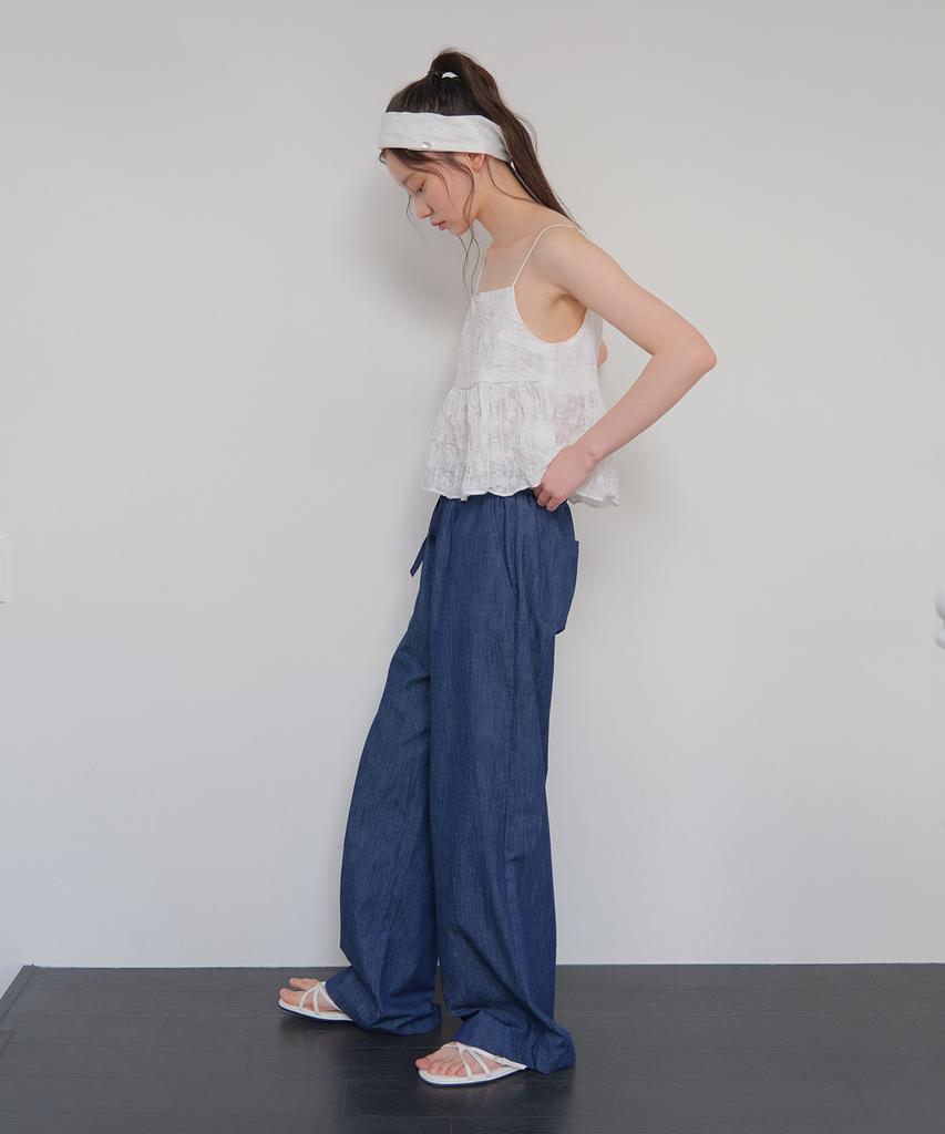 Moui Denim Banding Slacks (D/Blue)