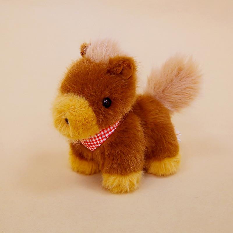 Plaid Cute Scarf Pony Plush Toy Doll Desktop Decoration Ornament For Gift