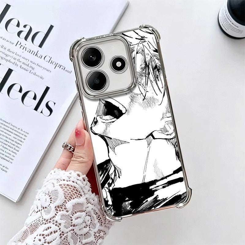 Cool Black JUJUSU Anime Soft Phone Case For Xiaomi Redmi Note 14 15 Pro Plus 13 12 11S 11T 5G 10 9S 9 Plating Anti-Fall Fundas