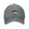 Palestinská vlajka Srdce Unisex Dámská Baseballová Čepice Opotřebované Džínové Čepice Klobouk Outdoorové Tréninky Nestrukturovaná Měkká Snapback