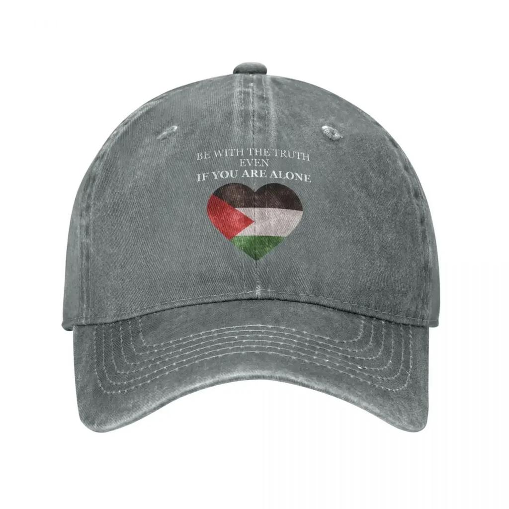 Palestinská vlajka Srdce Unisex Dámská Baseballová Čepice Opotřebované Džínové Čepice Klobouk Outdoorové Tréninky Nestrukturovaná Měkká Snapback