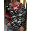 Skull Print Men's Clothing Casual 3D Print Men's Long Sleeve T-shirt Mens Clothing Vintage T Shirt Men Skull Graphic T Shirts