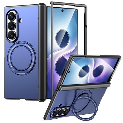 Coque Arrière en Alliage d'Aluminium pour Téléphone Samsung Galaxy Z Fold 8 Ultra 7 avec Anneau Rotatif à 360° Support Kickstand Couvercle de Protection de Charnière