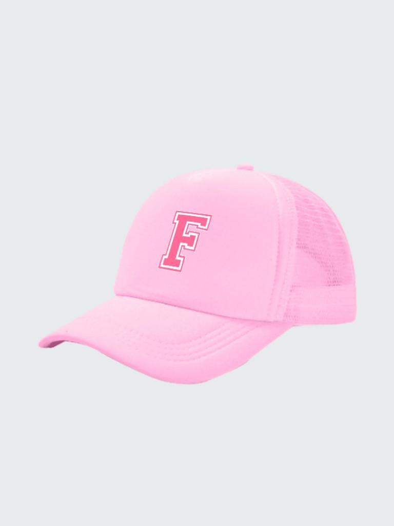 1pc Kid's 26 Alphabet Baseball Cap, Fashion Versatile Casual Sun Hat,Pink Mesh Breathable Trucker Cap, Suitable For Girls