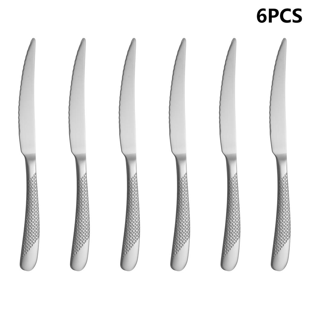 4/6/16/24-teiliges Edelstahl-Besteckset Serie Diamant silbernes Besteck inklusive Messer, Gabel und Löffel Westliches Besteck