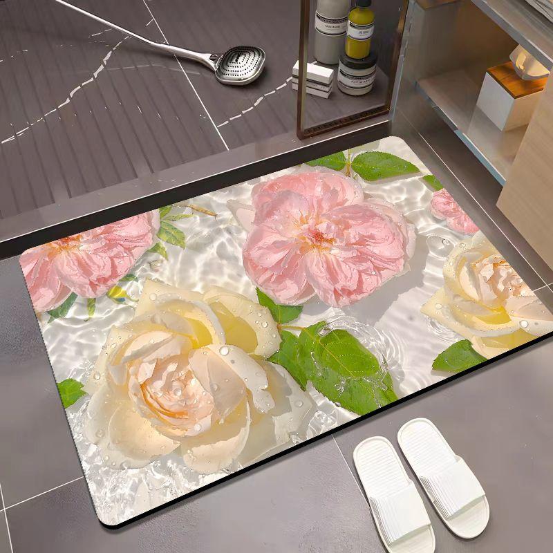 

Коврик для ванной Диатомовая грязь Бытовой Туалетный коврик Коврик для туалетной двери Нескользящий Впитывающий Цветочный коврик для ног Одеяло 40x60cm15.7x23.6in