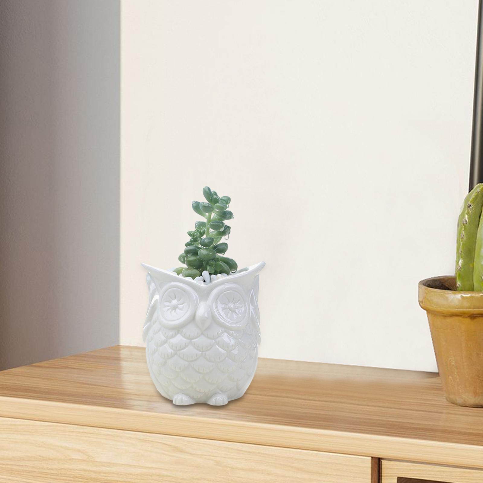 

Flowerpot Owl Shape Vintage Ceramic Indoor Plant Pot Owl Planter Container for Indoor Decoration Garden Shelf Office Balcony