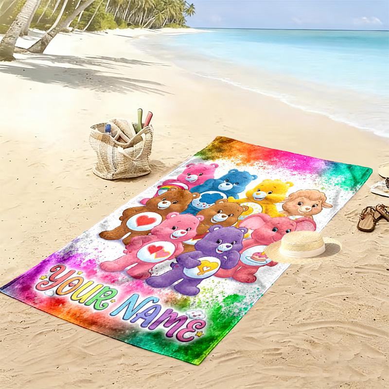 Name Custom CARE BEARS Print Beach Towel, Large Soft Quick Dry Towel for Beach Camping Swimming