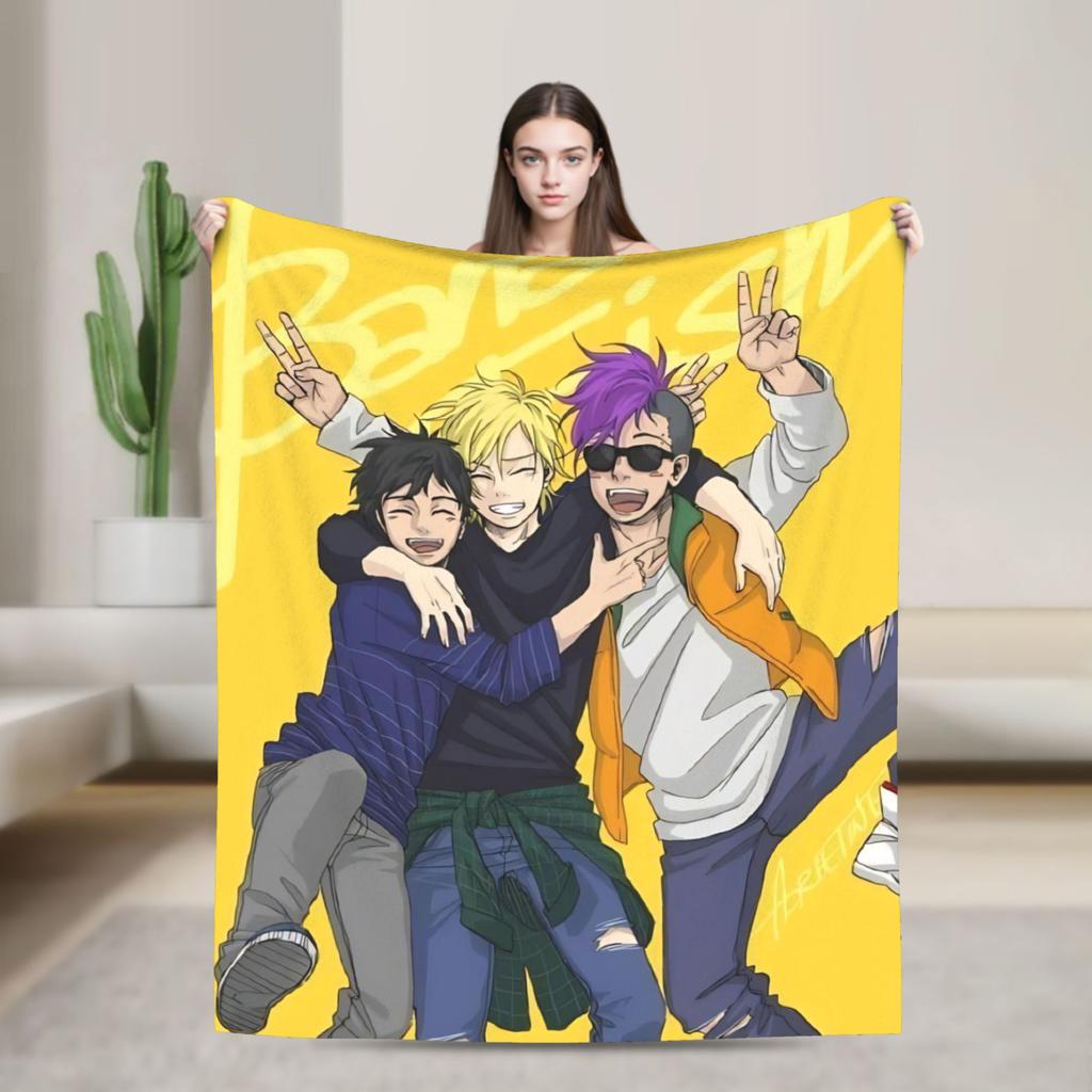 Banana Fish Anime Merch Blanket Warm Cozy Fluffy  Throw Blankets for Sofa 50x60 Inches Multi-size Bedspread