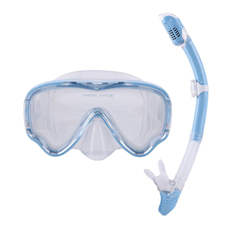 Snorkel Kit Wide View Anti-Fog Scuba Diving Mask Snorkel Mask Set Swim Dive Mask for Snorkeling Scuba Diving Swimming синий