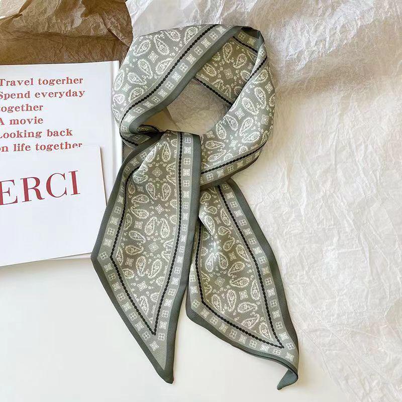 Silk Satin Scarf Women Cloth Hair Bands Headdress Accessories Lady Scarves Ribbon Neck Ties for Bag Handle Triangle Scarf