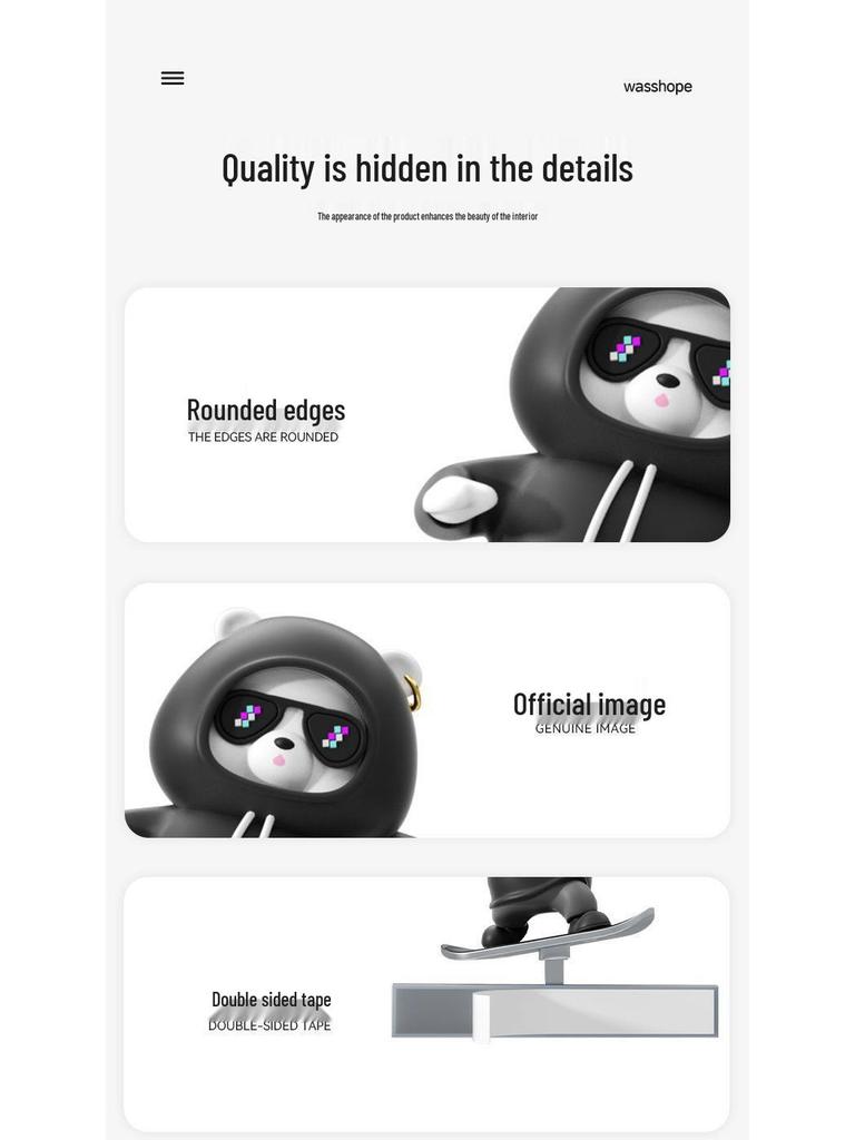 2025 Cross-Border Car Dashboard Bear Skateboard Ornament - Moving Cartoon Little Bear Decor