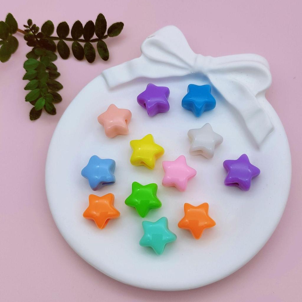 Acrylic Beads with Large Hole: Pentagram Heart Design for DIY Accessories in Mixed Colors