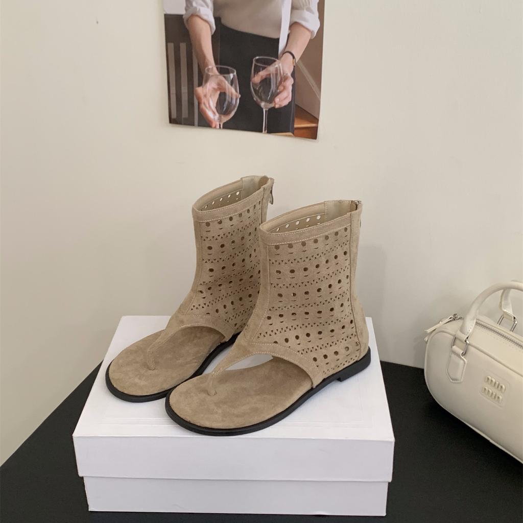 Inner heightening toe cool boots women's shoes summer mesh hollow sandals travel boots small short boots