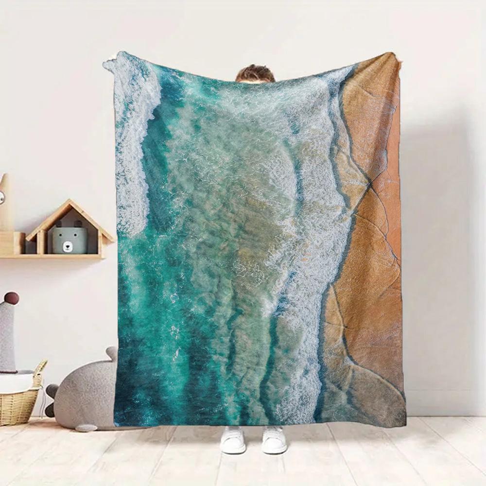 Ocean Waves Flannel Blanket Throw Blanket Soft Warm Sofa Bed Camping Car home Decor Unique Christmas Gift C9302040