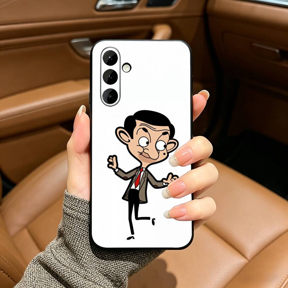 Cute Funny Mr B-Bean-es Black Soft Silicone Phone Case for Samsung Galaxy A73, A71, A72, A70, A53, A52, A51