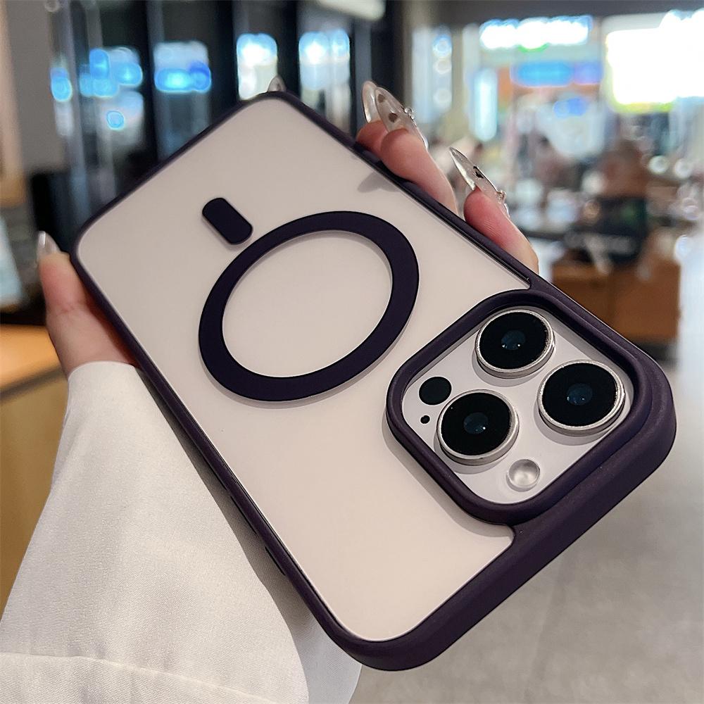 For Iphone 16 15 14 Pro Max Plus 13 12 Mini 11 XS XR 7 8 Magnetic Wireless Charge Cases Cover Luxury Magsafe Transparent Case For