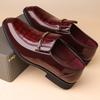Britain Trend New Pointed Glossy Patent Leather Shoes For Men Slip On Casual Metal Buckle Loafter Formal Dress Footwear