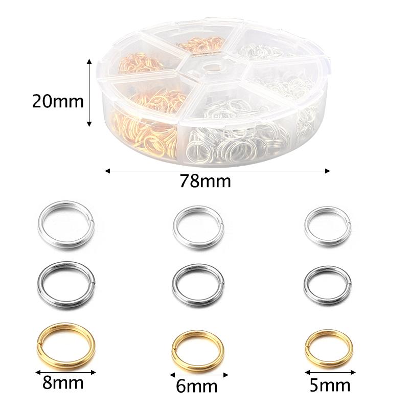 1 Schachtel 4/5/6/8/10/12mm Metall Offene Biegeringe Eisen Sprengringe O-Ring Verbinder Für Schmuckherstellung DIY Armband Halskette Ohrringe